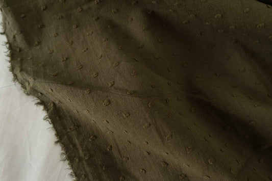 Olive Clip Dot Linen Cotton Blend Fabric – 2.2 yd