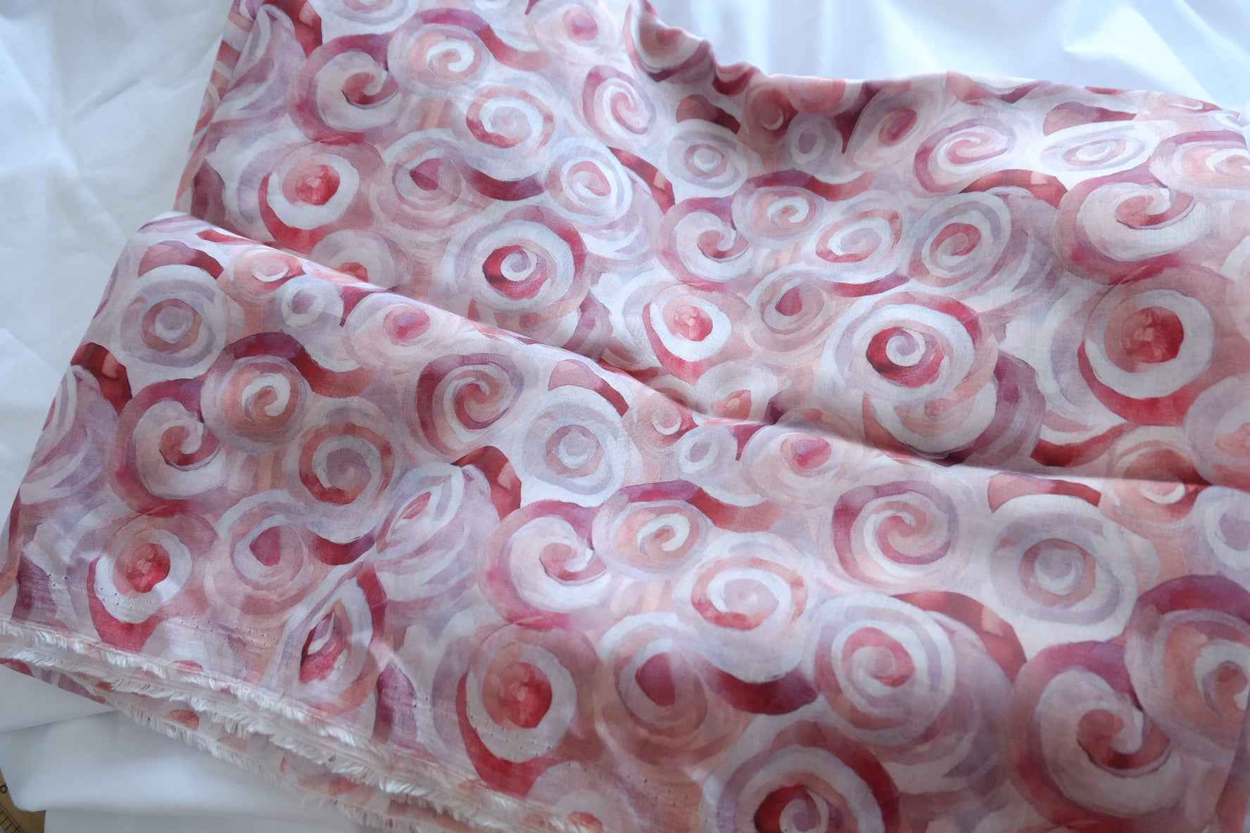 Pink Swirl Tencel Linen Sheer Fabric - 2.73 yd