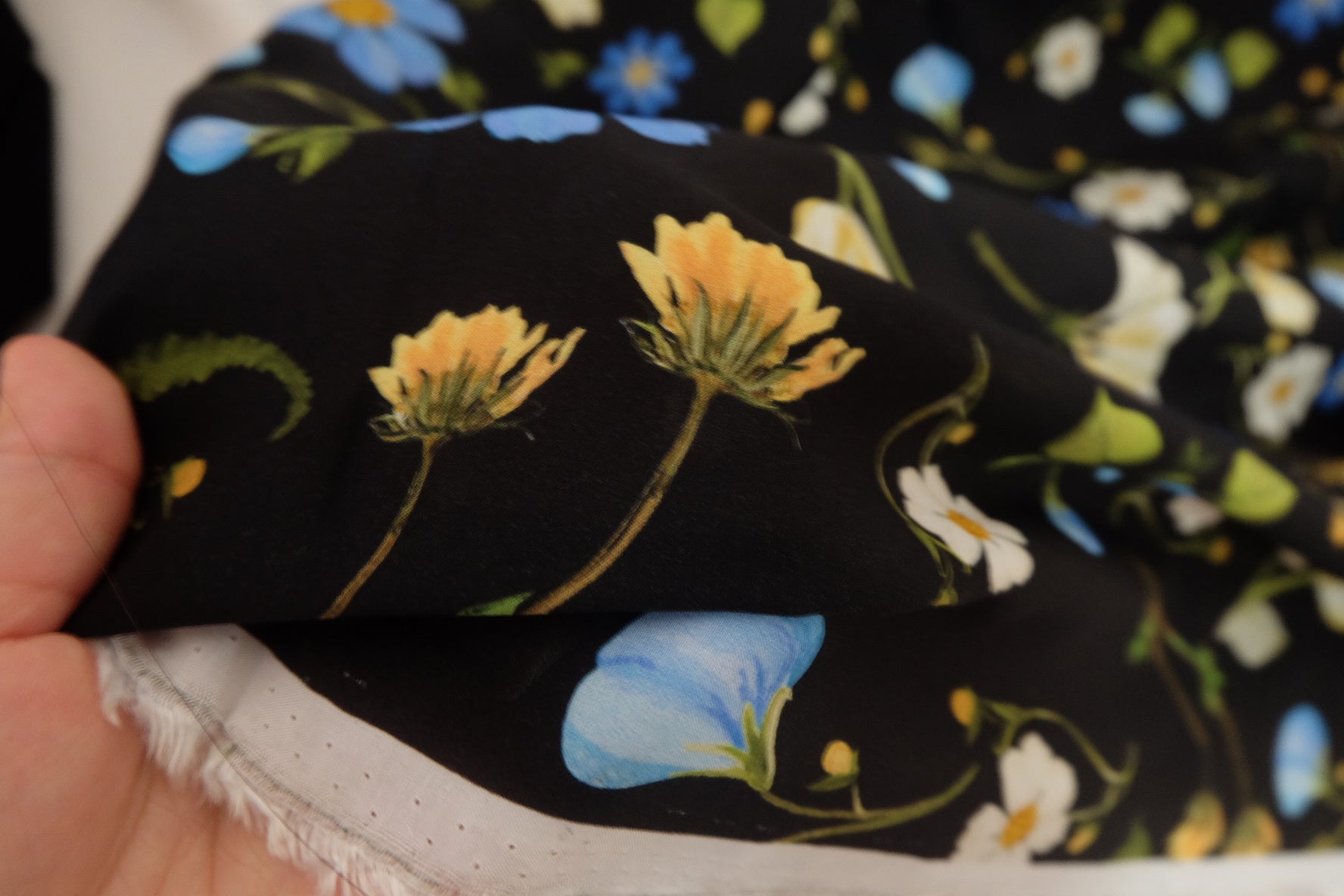 Blue Wildflower Rayon Poplin Fabric – 2.7 yd