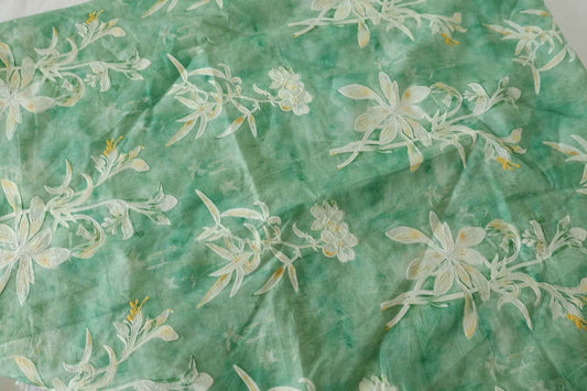 Embroidered Floral Cotton Voile Fabric – 3.1 yd