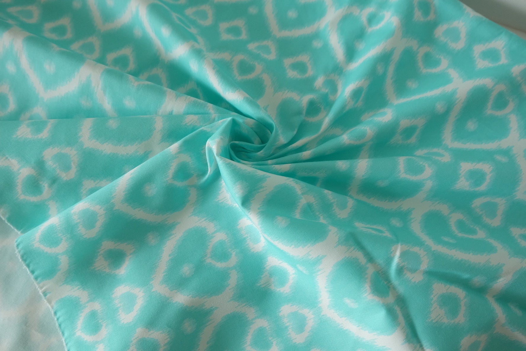 Aqua Ikat Floral Cotton Lawn – 2.19 yd
