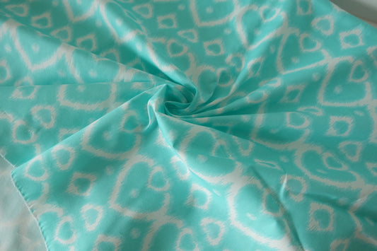 Aqua Ikat Floral Cotton Lawn – 2.19 yd