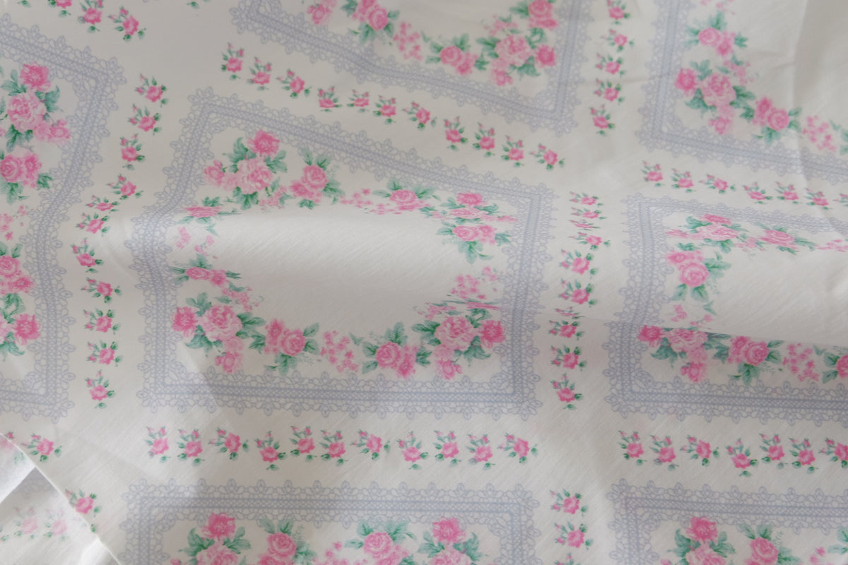 Pink Rose Frame Cotton Poplin – 1.6 yd