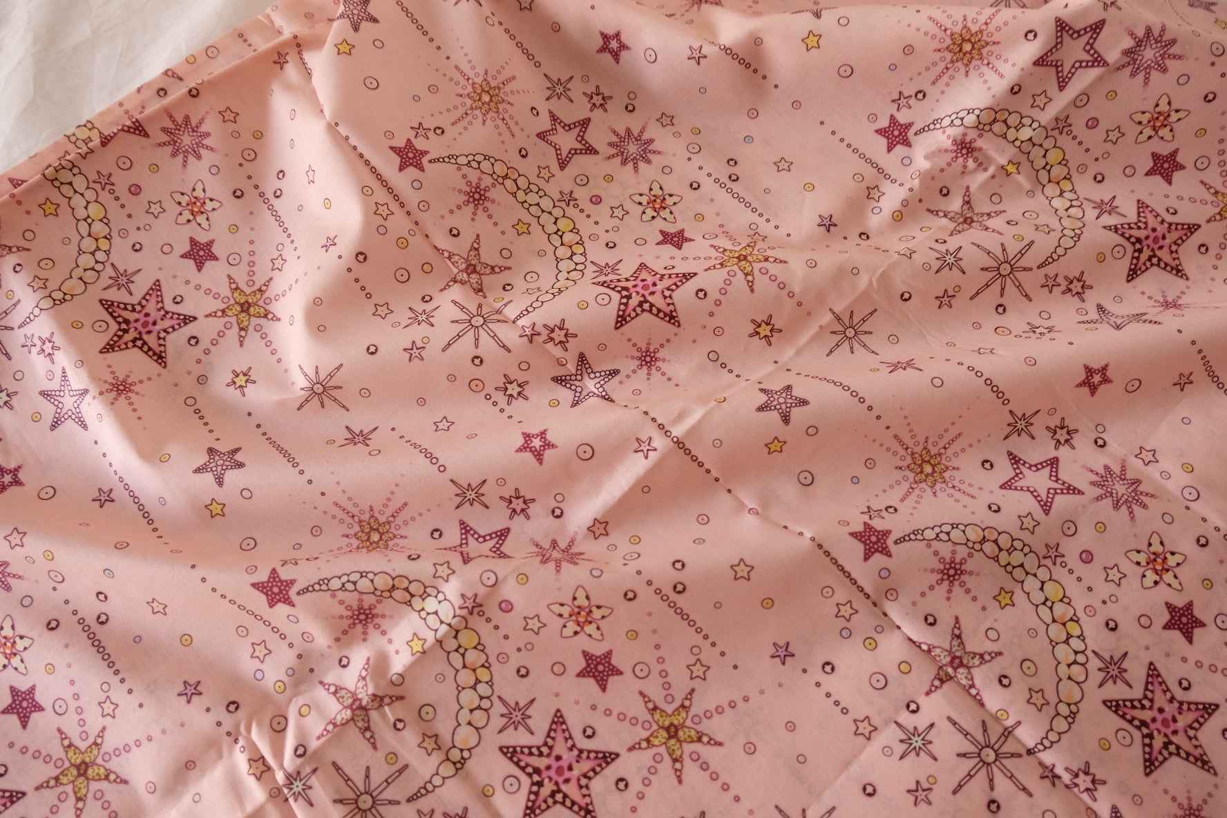 Pink Celestial Moon & Star Cotton Lawn Fabric – 3.2 yd