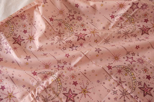 Pink Celestial Moon & Star Cotton Lawn Fabric – 3.2 yd