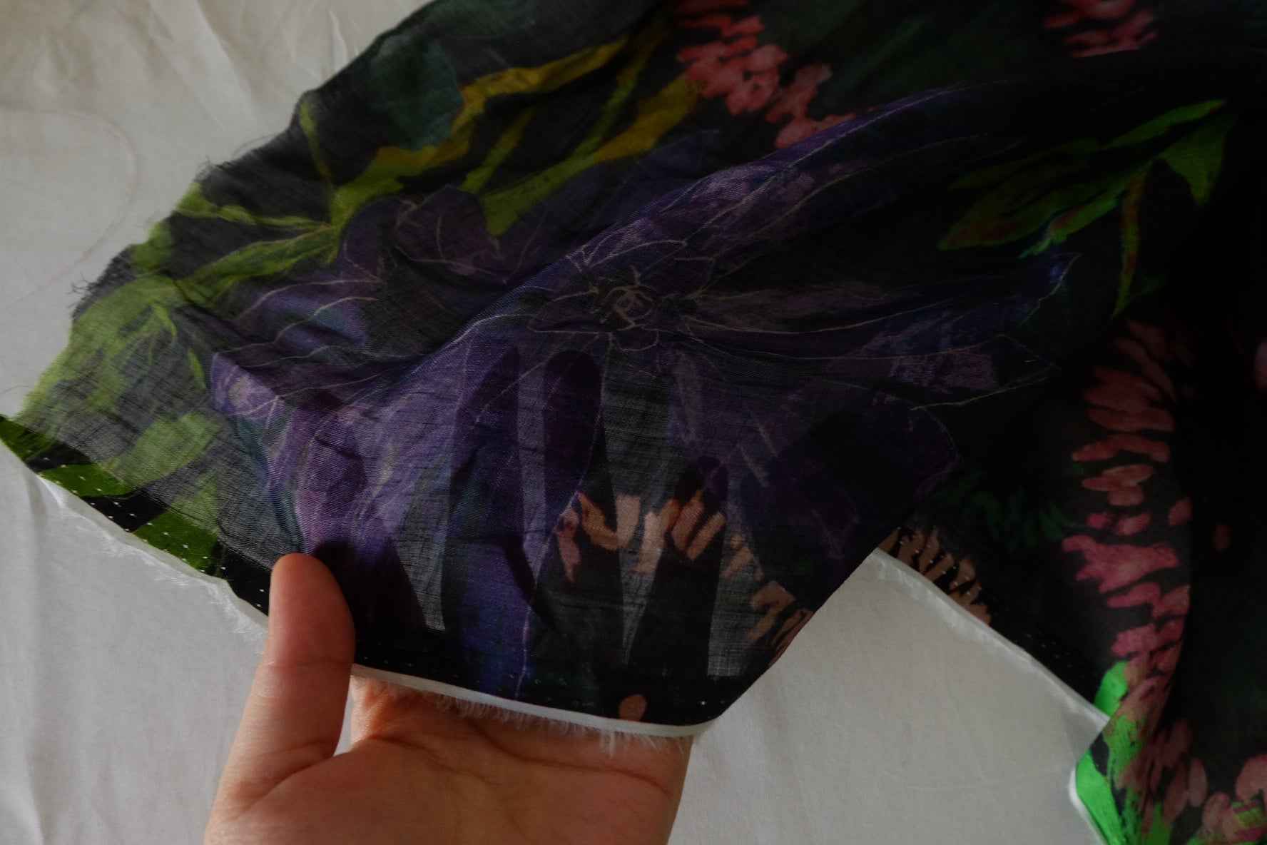 Dark Botanical Ramie Fabric – 1.7 yd