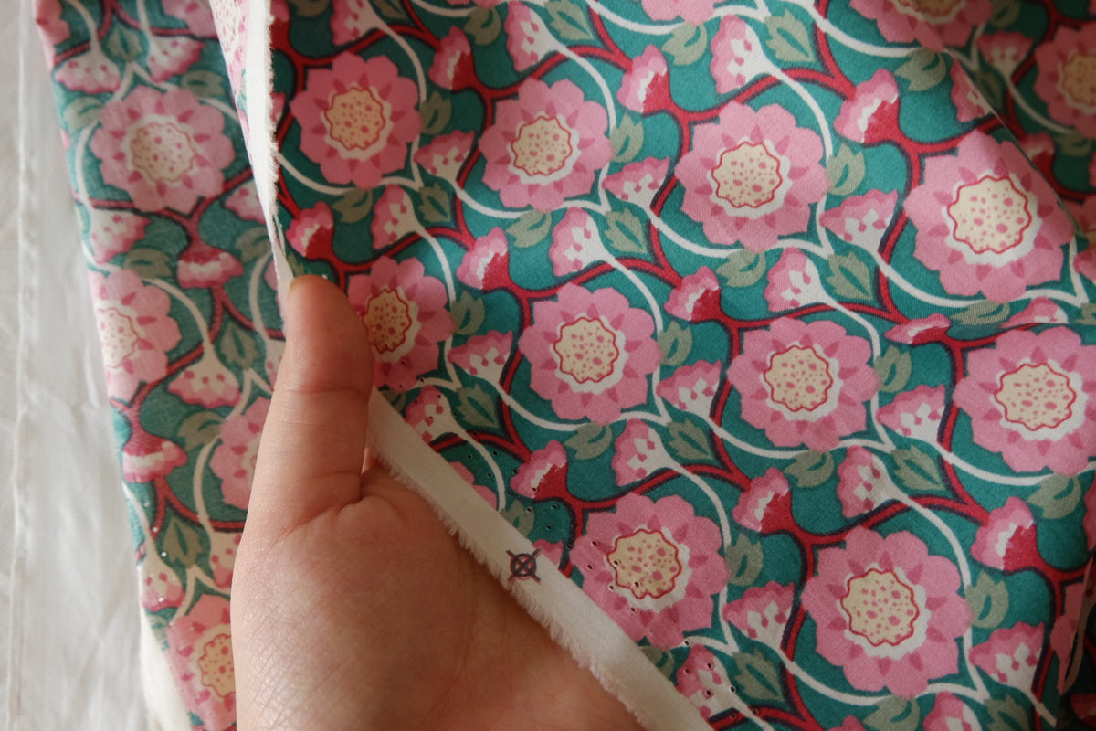 Pink Garden Floral High-Count Cotton Poplin – 3.3 yd