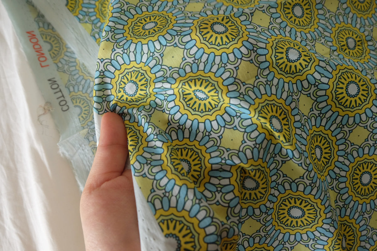 Retro Sunshine Geometric Cotton Lawn – 3.3 yd