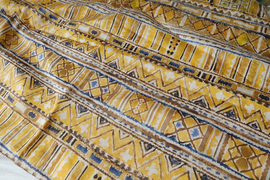 Ochre Geo 80s Cotton Sateen Fabric - 2.19 yd