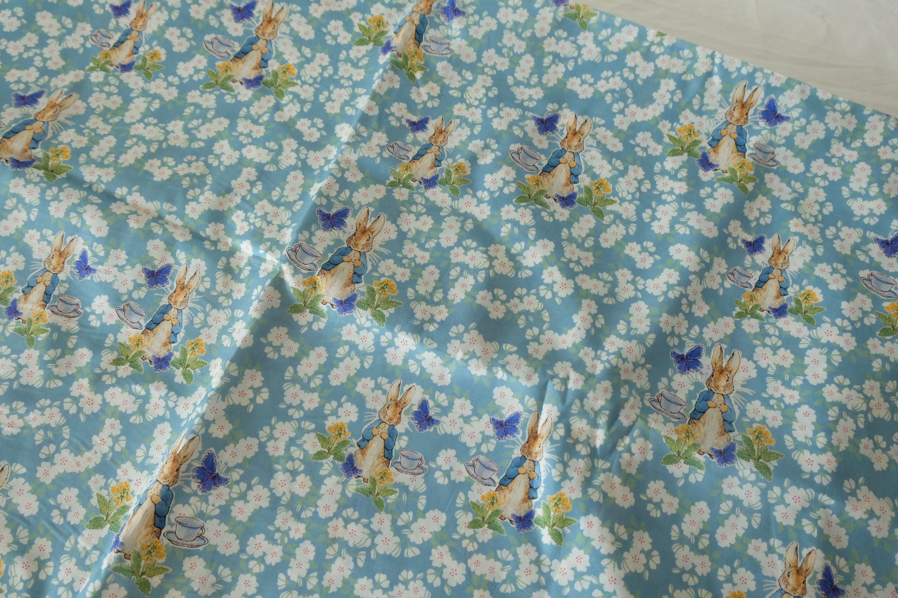 Storybook Rabbit Cotton Lawn Fabric in Sky Blue - 1.6 yd