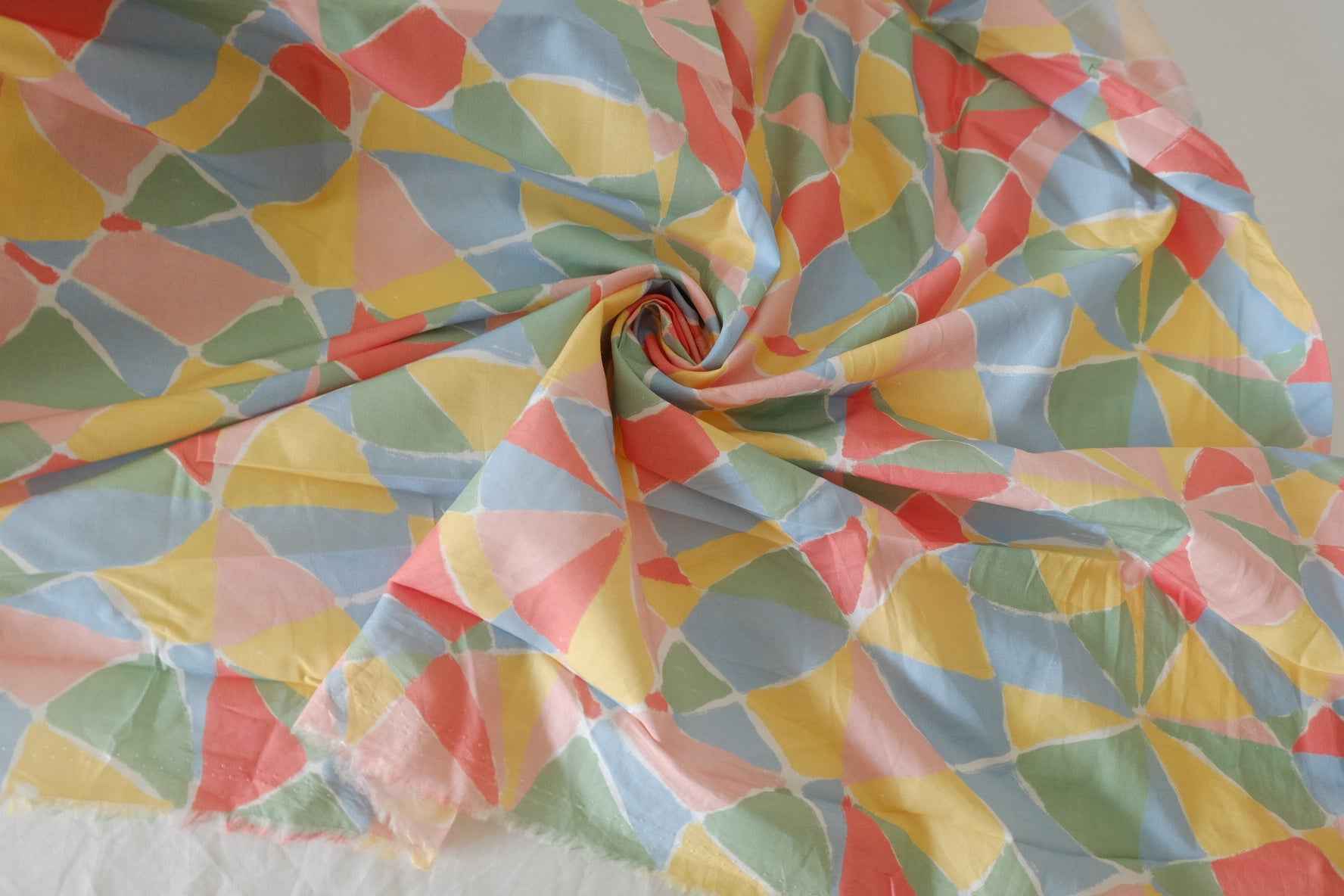 Pastel Geometric Cotton Poplin Fabric – 1.9 yd