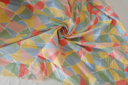Pastel Geometric Cotton Poplin Fabric – 1.9 yd
