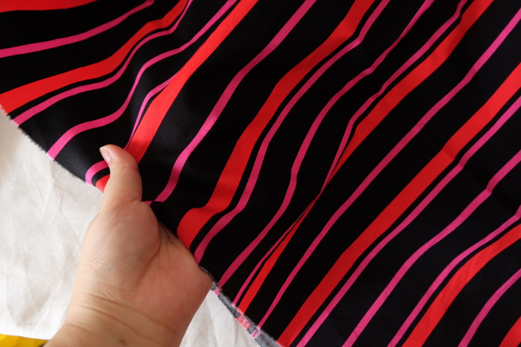 Black & Red Abstract Stripe Cotton Poplin Fabric – Crisp Heavyweight Cotton – 2 yd