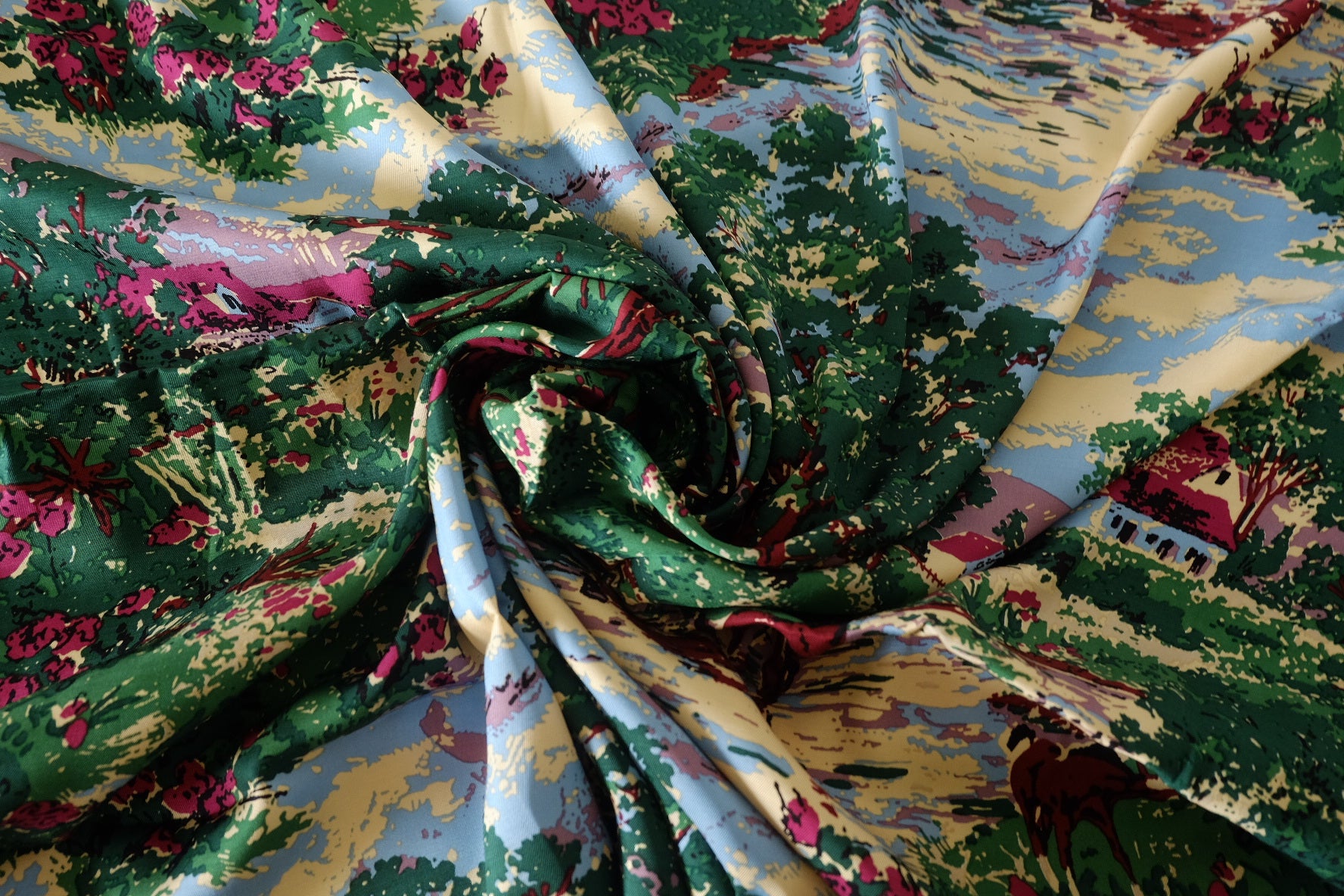 Pastoral Scenic Cupro Twill Fabric – 3.3 yd