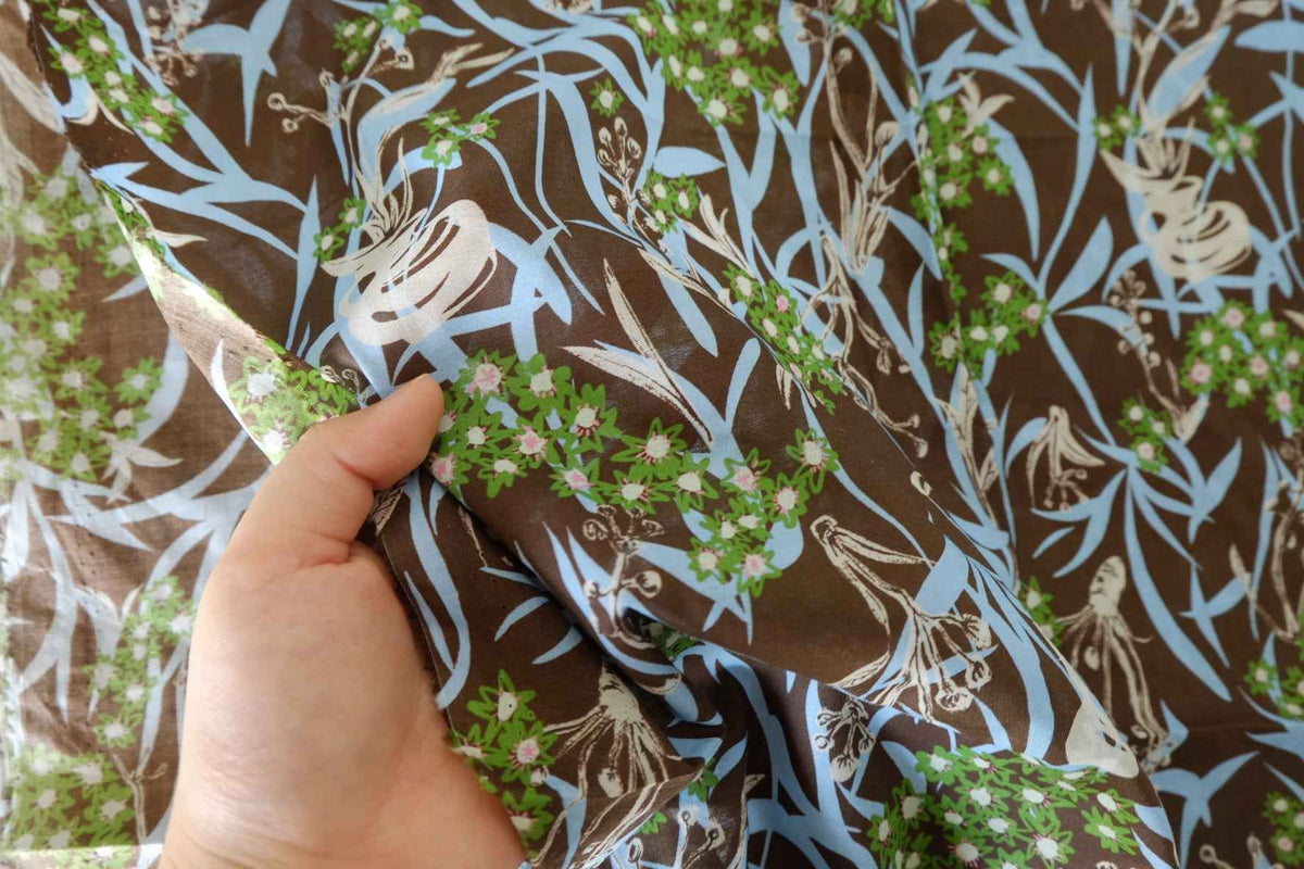 Chocolate Botanical Cotton Batiste Fabric – 3 yd