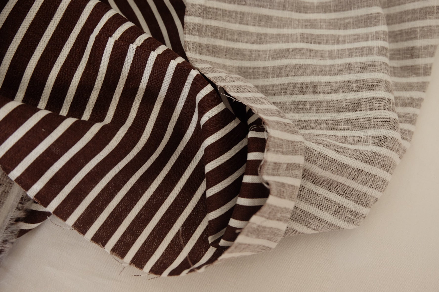 Brown Stripe Ramie Cotton Fabric – 2.2 yd