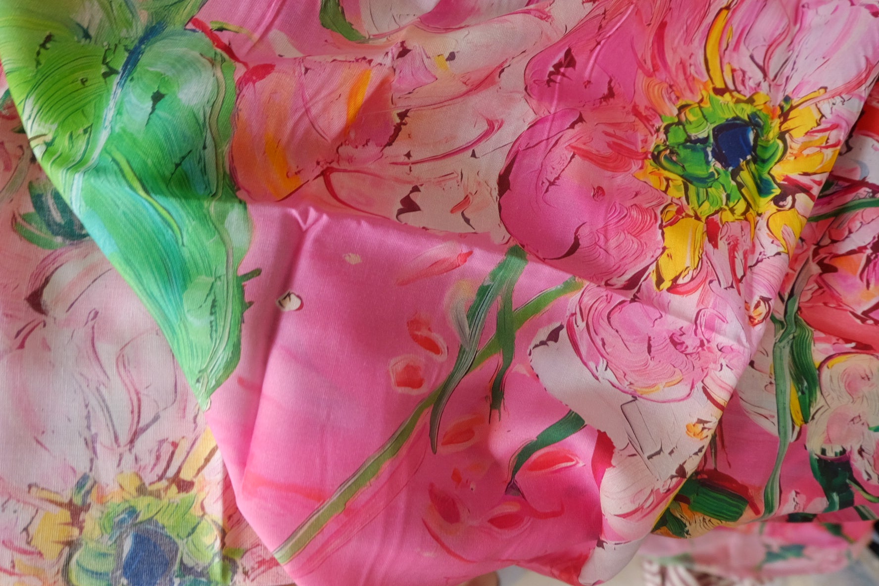 Painterly Pink Floral Tencel Ramie – 3.3 yd