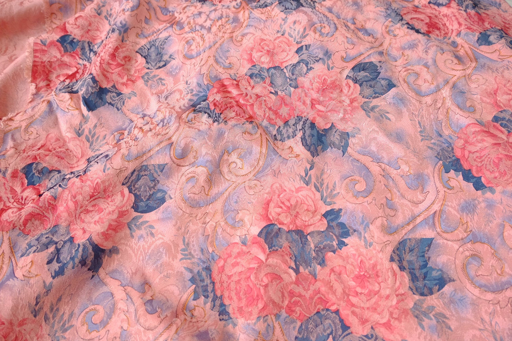 Rose Jacquard Brocade Satin Fabric - 2.35 yd