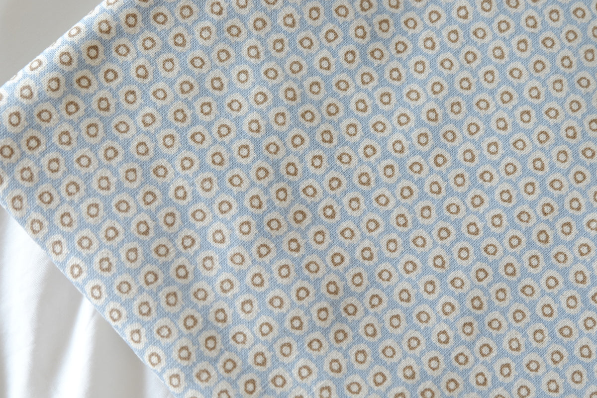 Blue & Oatmeal Ditsy Print Brushed Cotton-Linen Blend – 2.19 yd