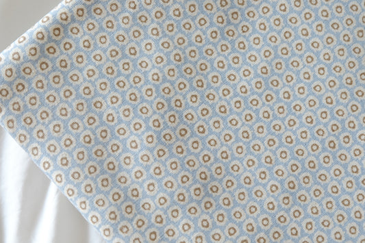 Blue & Oatmeal Ditsy Print Brushed Cotton-Linen Blend – 2.19 yd