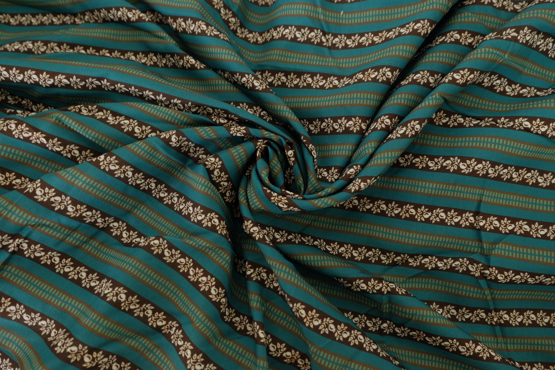 Geometric Floral Stripe Cotton Voile Fabric – 3.3 yd