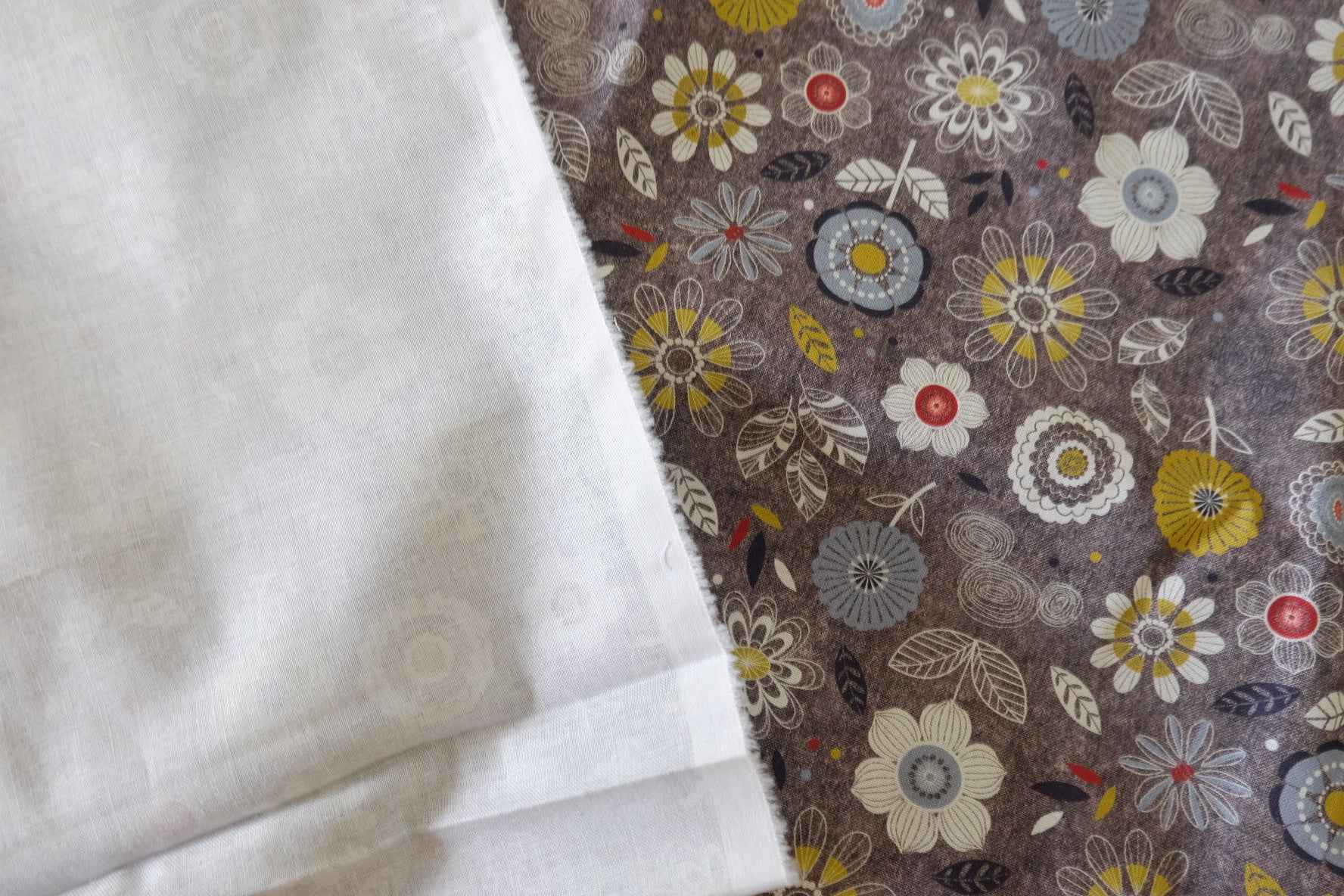 Grey Floral Cotton Fabric – 1.8 yd