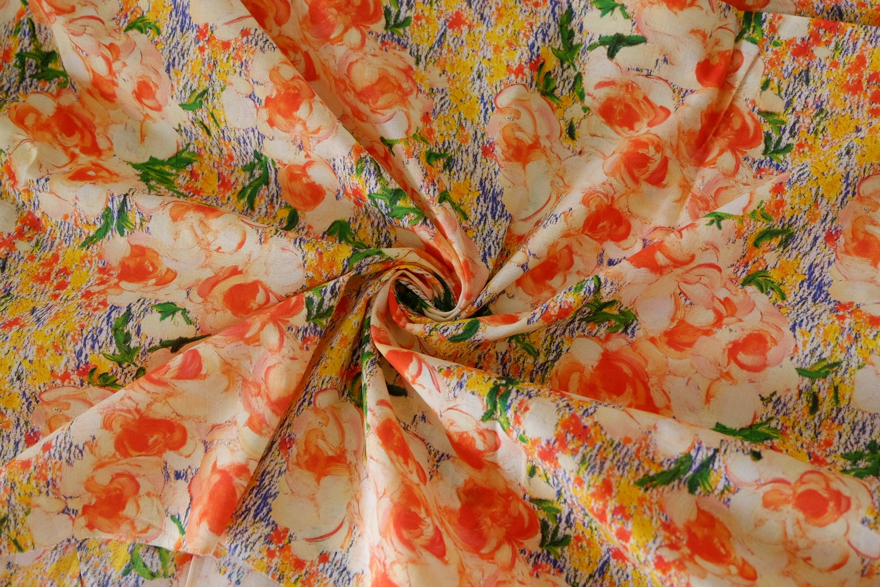 Orange Peony Cotton Lawn – 3.3 yd