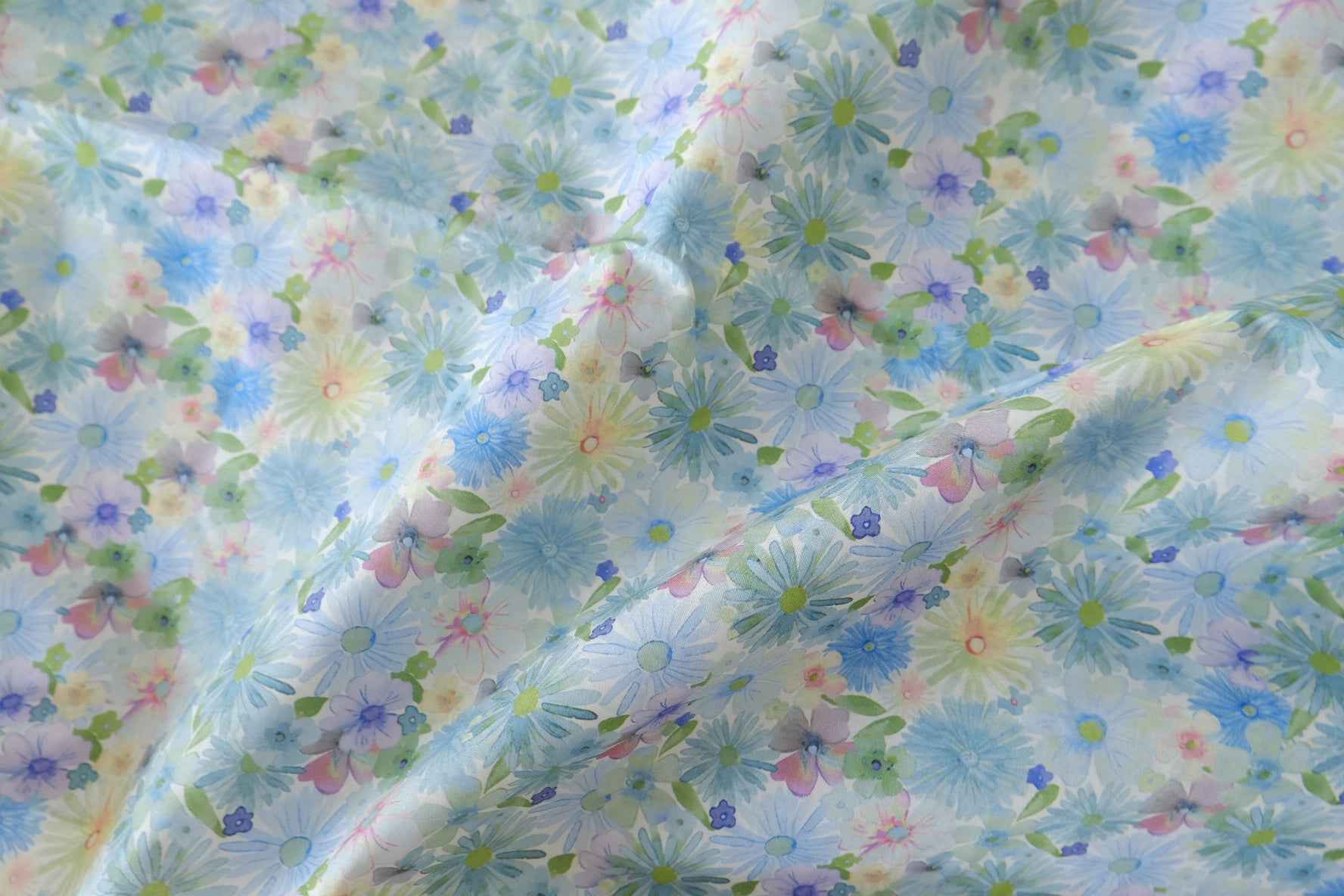 Pink Green Floral Cotton Poplin Fabric – 2.3 yd