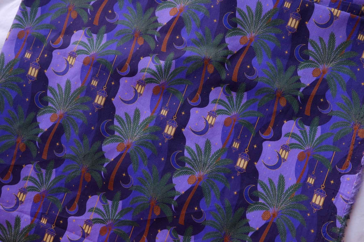 Arabian Nights Palm Tree Cotton Lawn – 2.73 yd