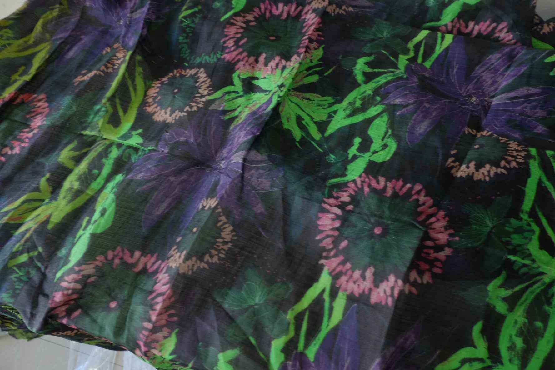 Dark Botanical Ramie Fabric – 1.7 yd