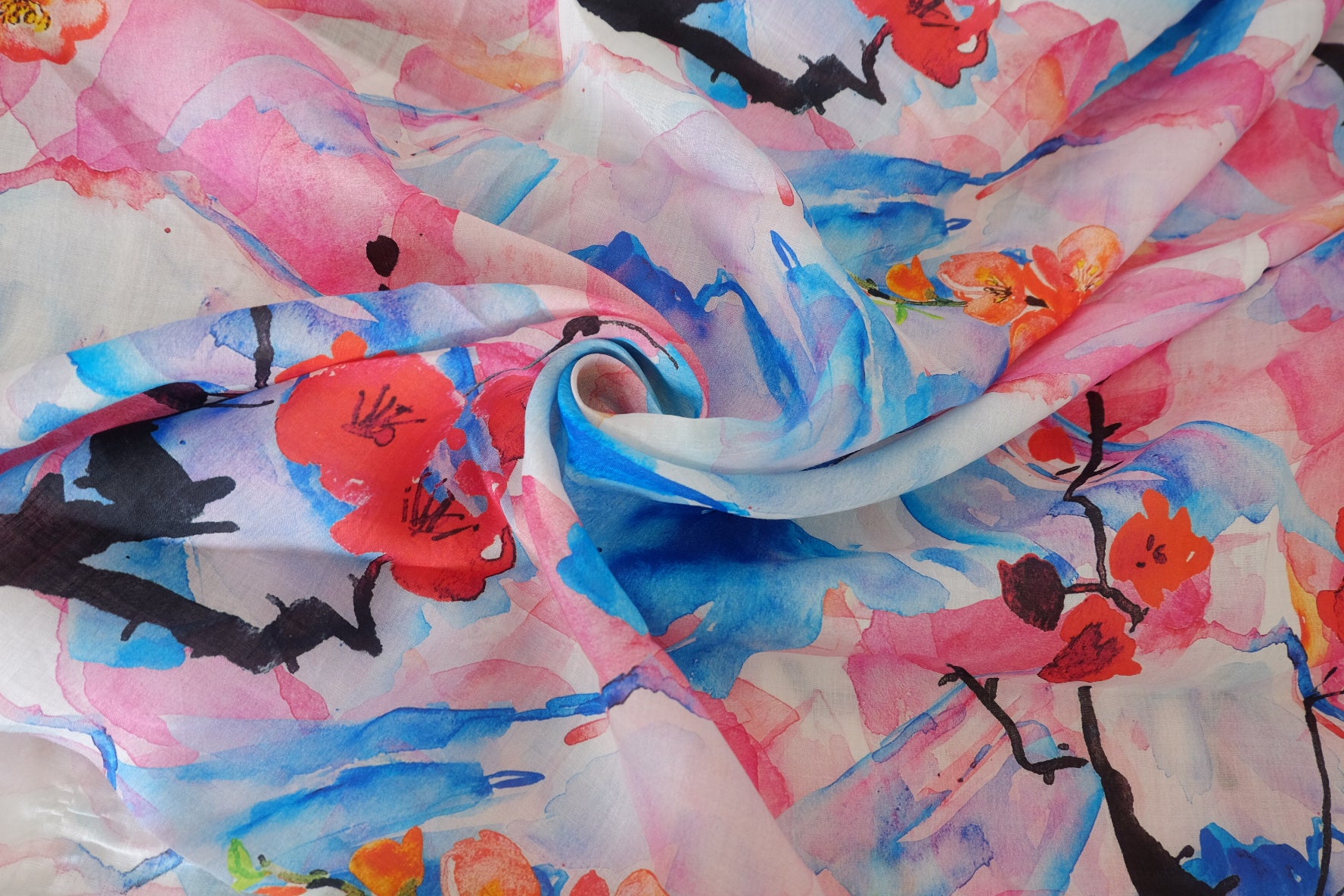 Watercolor Blossom Ramie Fabric – 2.2 yd