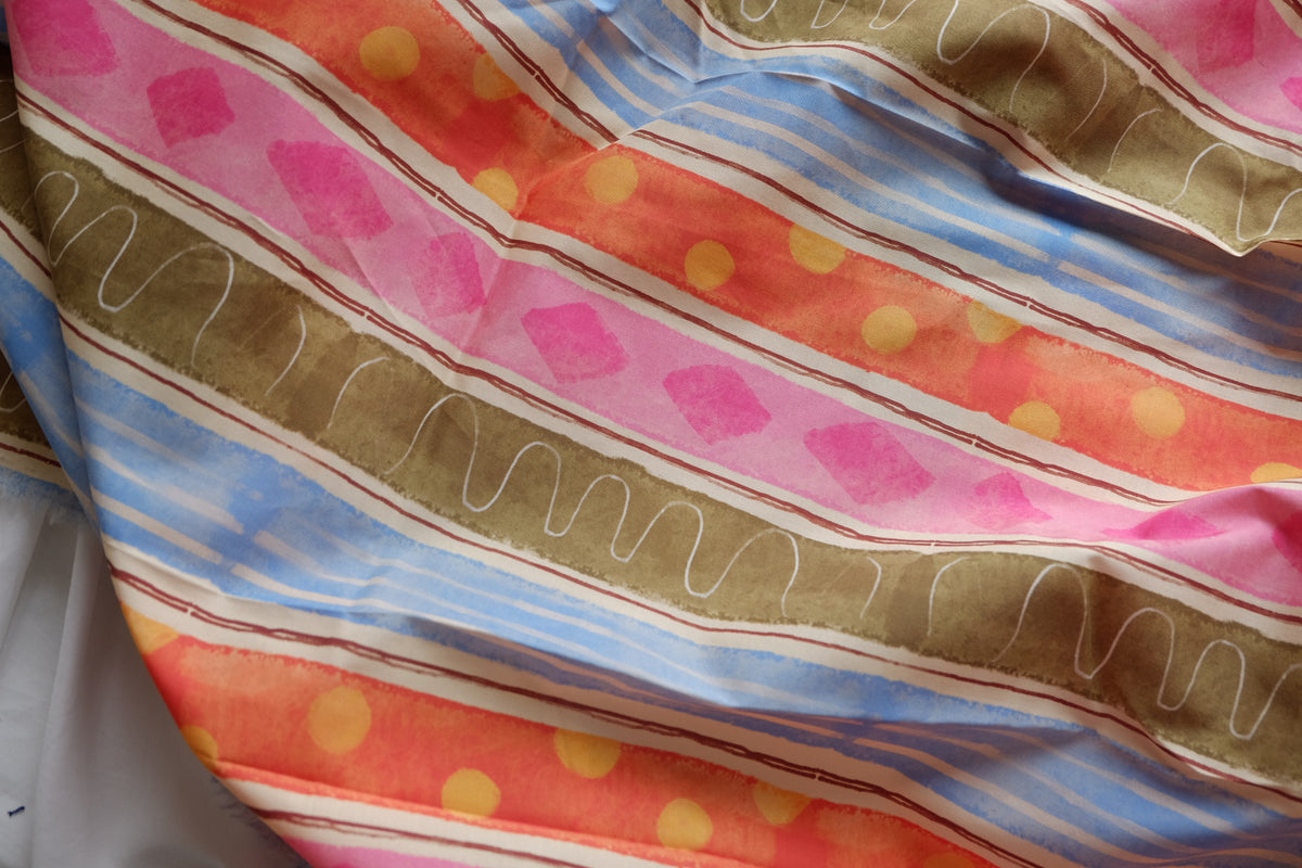 Playful Watercolor Stripe Cotton Lawn – 2 yd