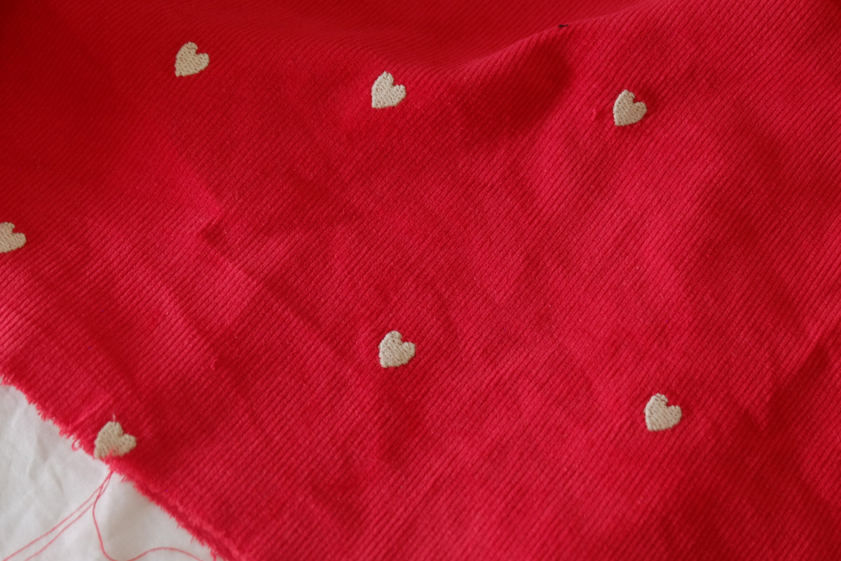 Red Heart Embroidered Cotton Corduroy – 2.2 yd