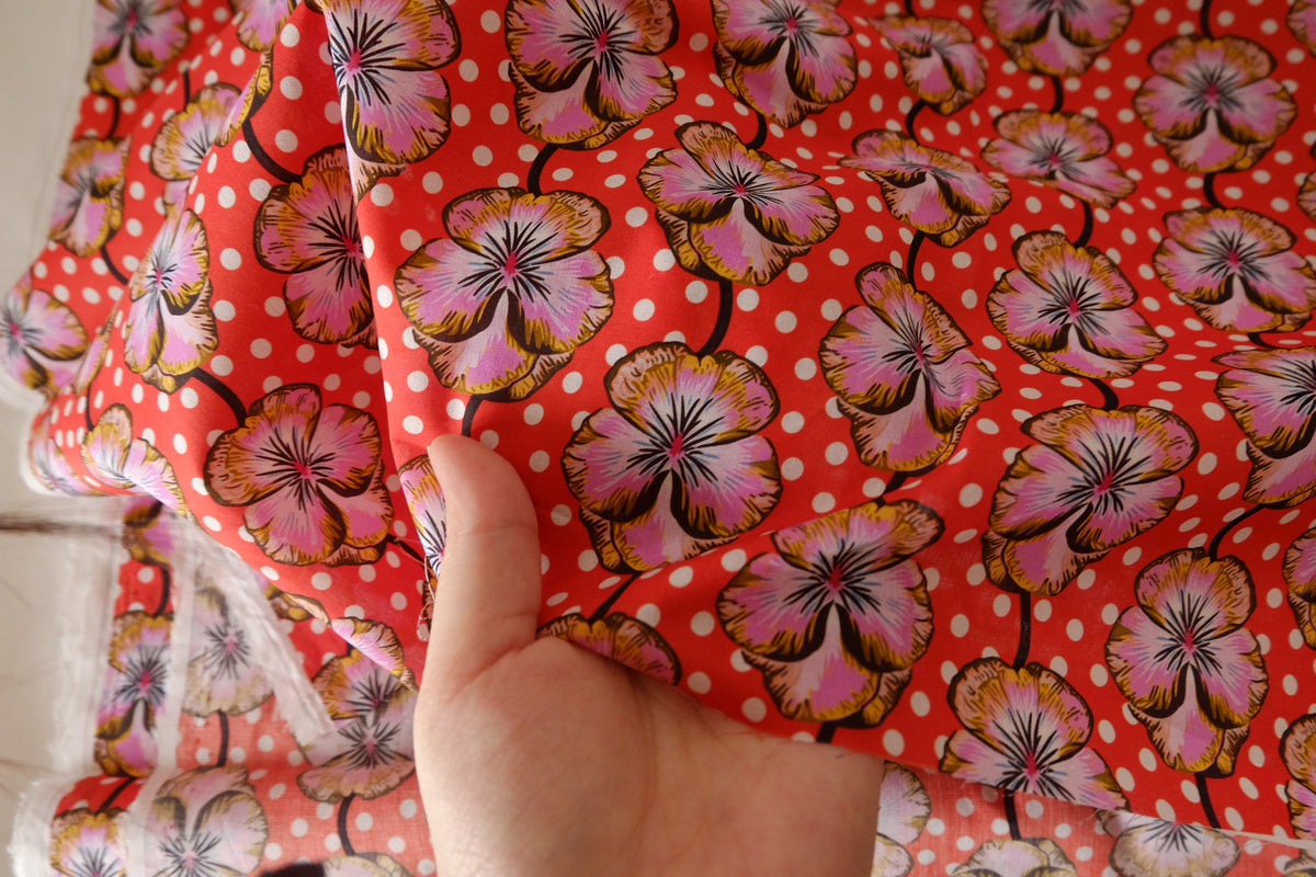 Coral Pansy Cotton Lawn – 3 yd