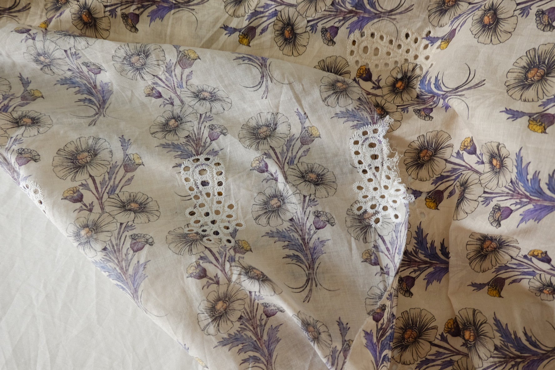 Embroidered Border Cotton Fabric – 2.2 yd