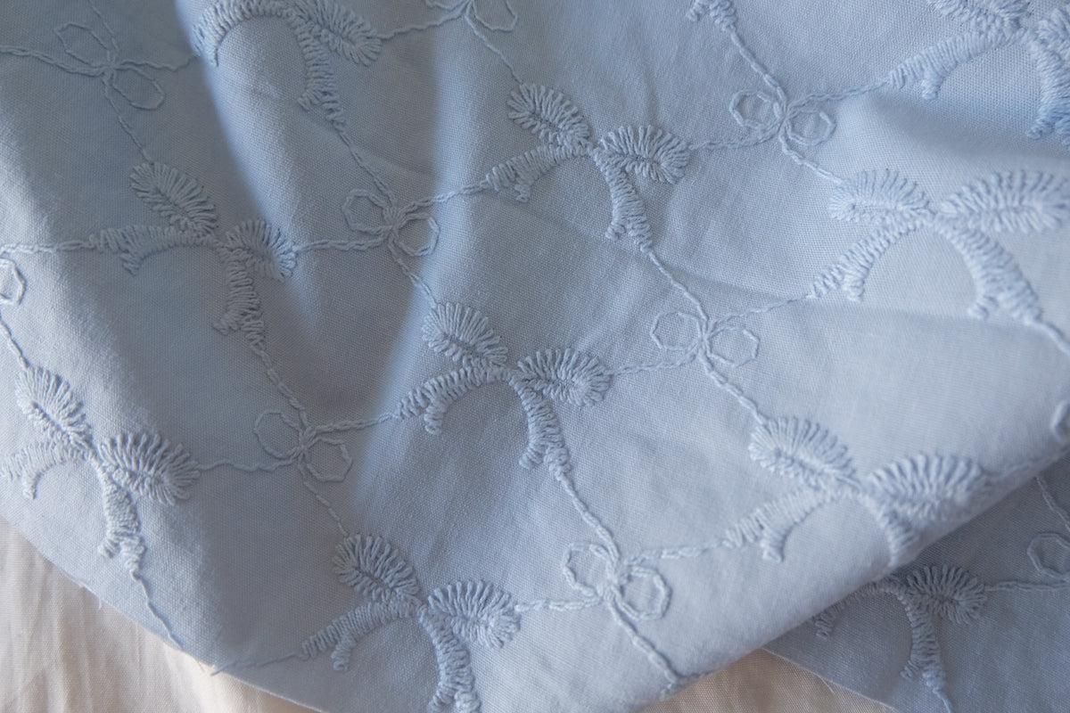 White on White Geometric Floral Embroidered Cotton – 2.2 yd