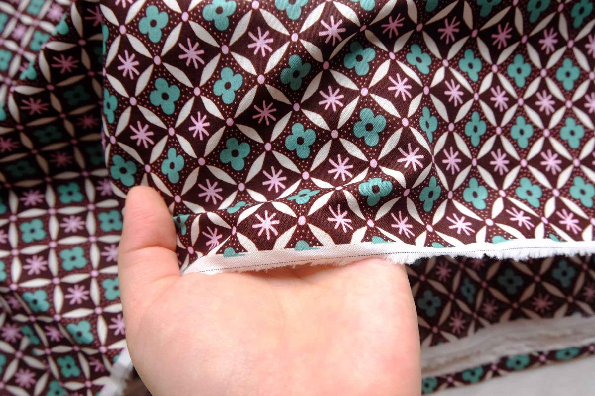 Retro Tile Floral Cotton Poplin — 2.2 yd