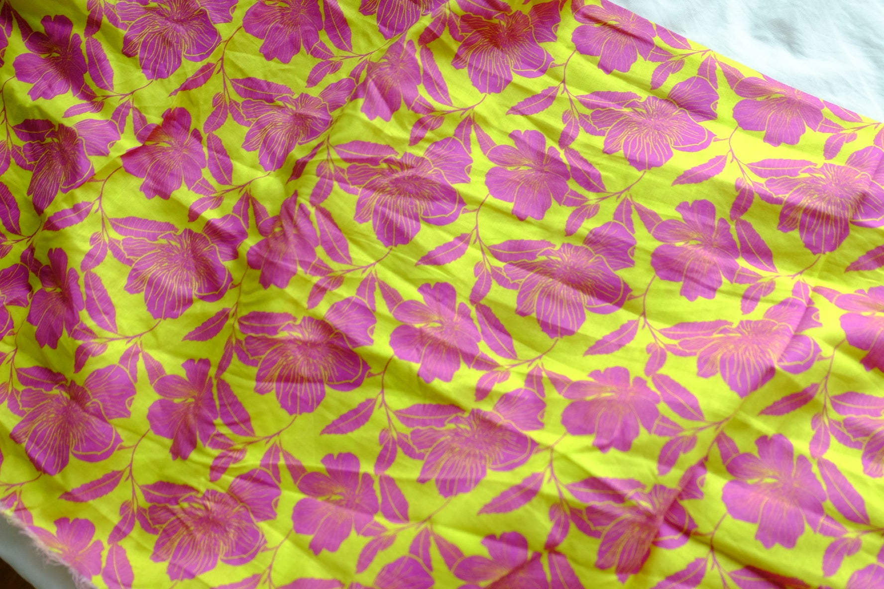 Lime & Magenta Floral Cotton Lawn – 1.6 yd