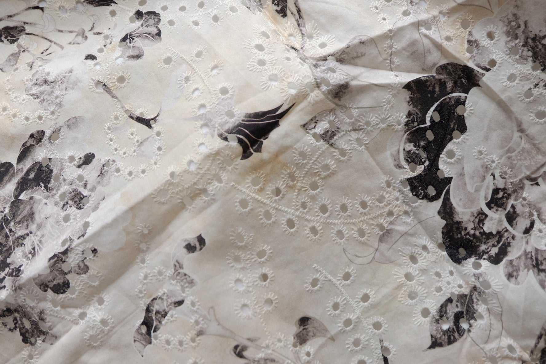 Ivory Floral Eyelet Cotton – 1.6 yd