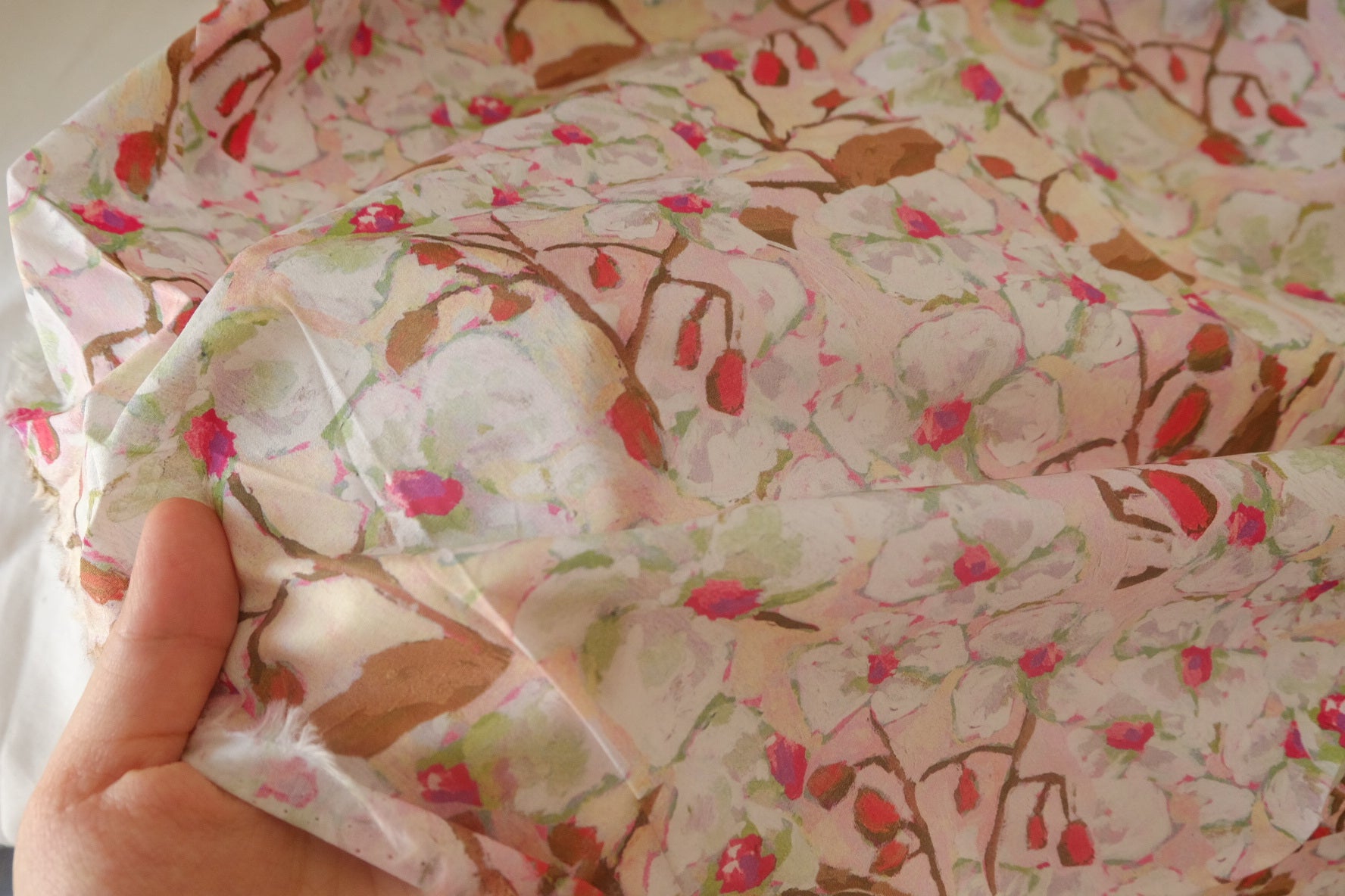 Blush Painterly Blossom Cotton – 3.8 yd