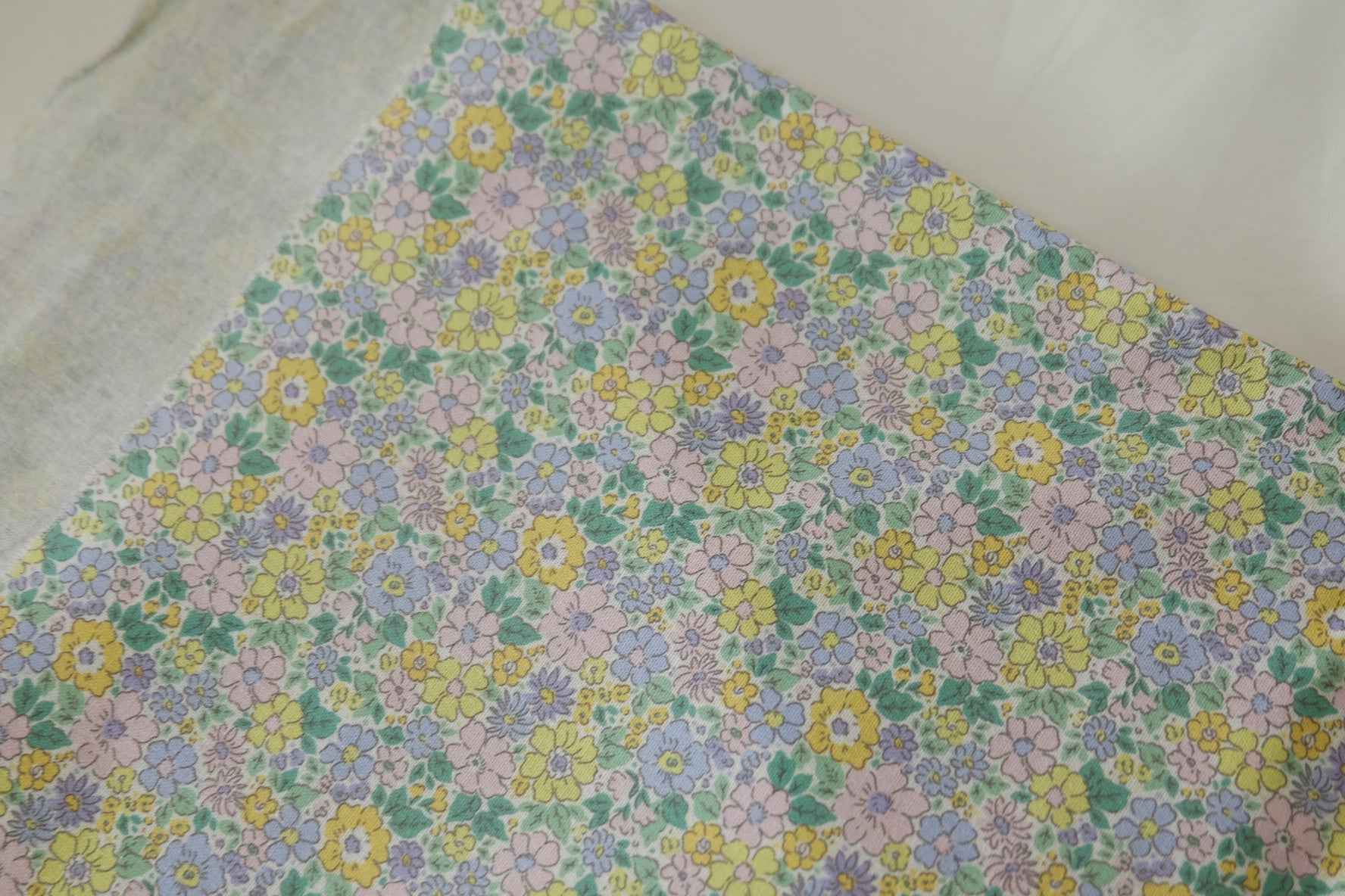 Pastel Mini Floral Cotton Linen Blend Fabric – 2.2 yd
