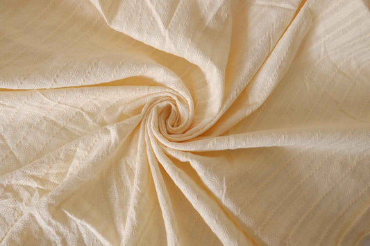 Ivory Cotton Jacquard Textured Fabric – 1.6 yd