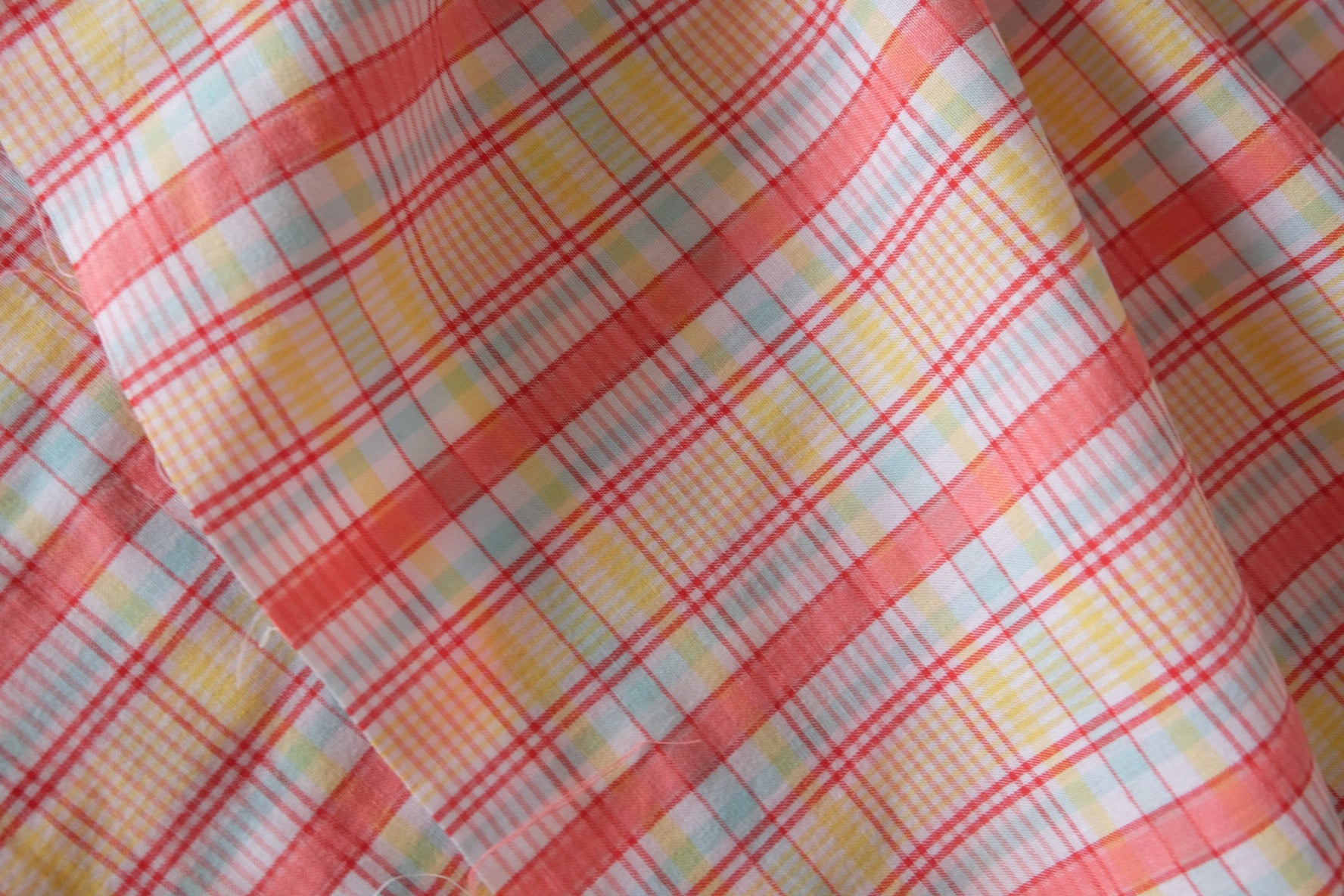 Pastel Seersucker Plaid Yarn-Dyed Cotton – 2.19 yd