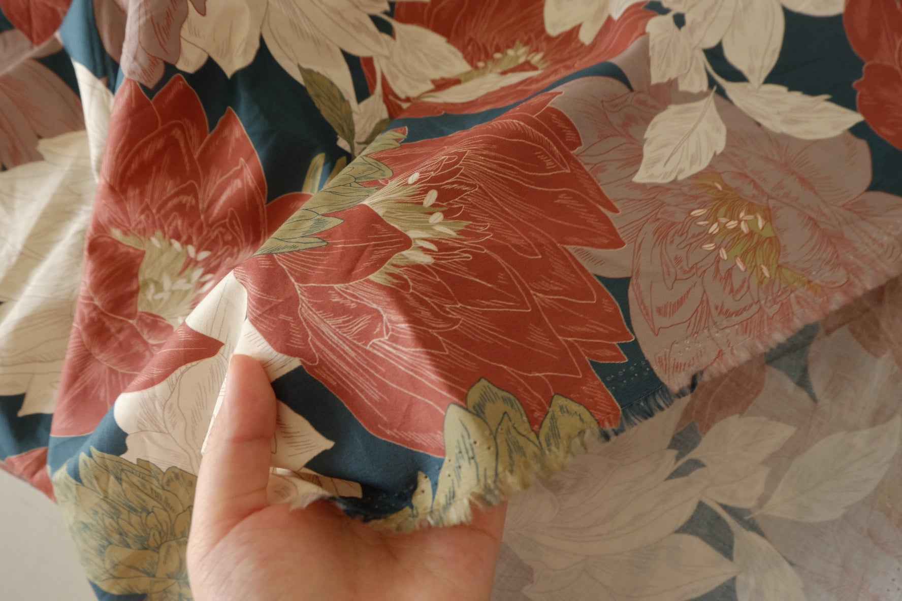 Large Floral Cotton Voile Fabric – 2.9 yd