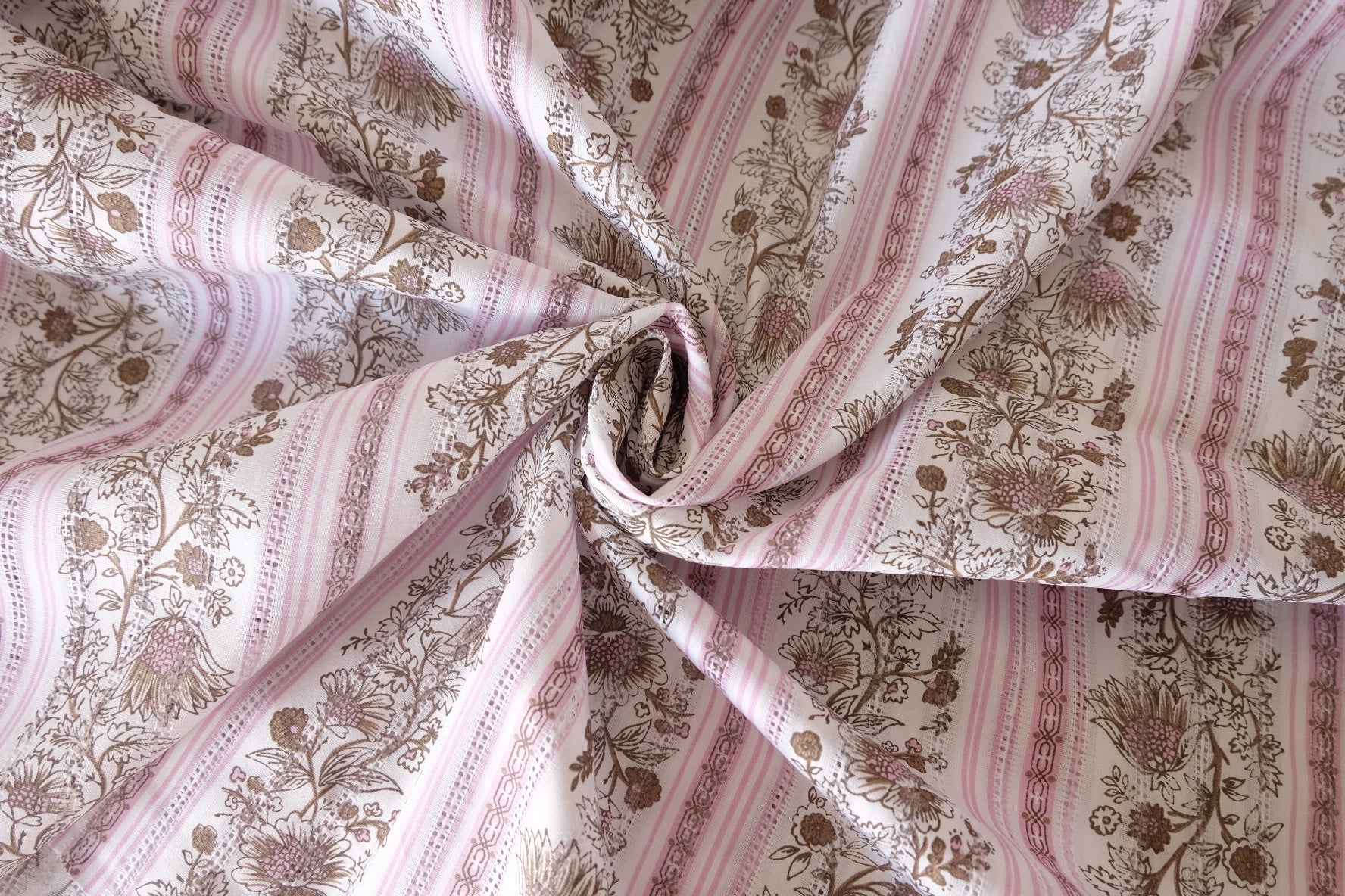 Pink Botanical Stripe Cotton Jacquard Fabric – 3.3 yd
