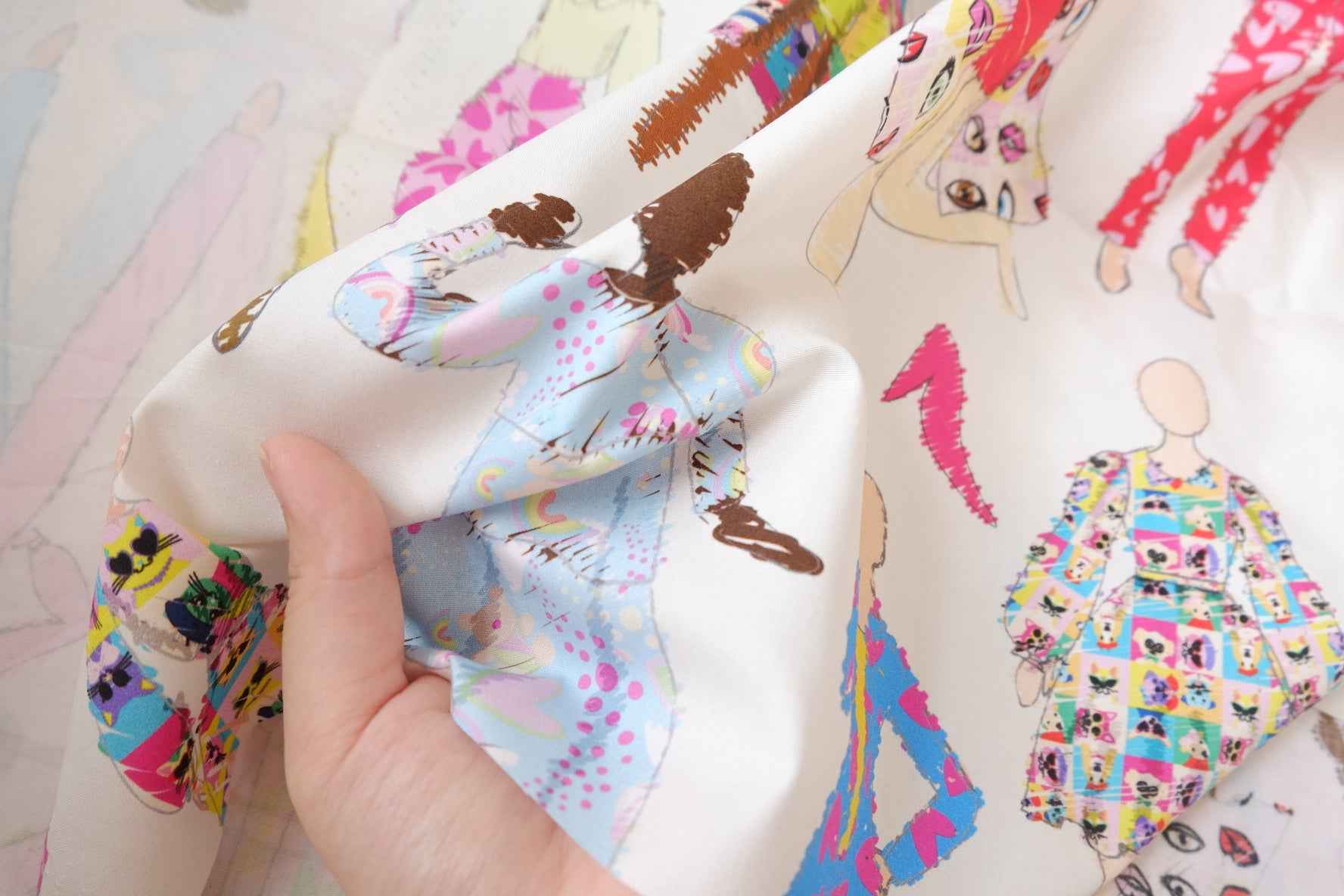 Fashion Illustration Cotton Poplin Fabric - 1.64 yd