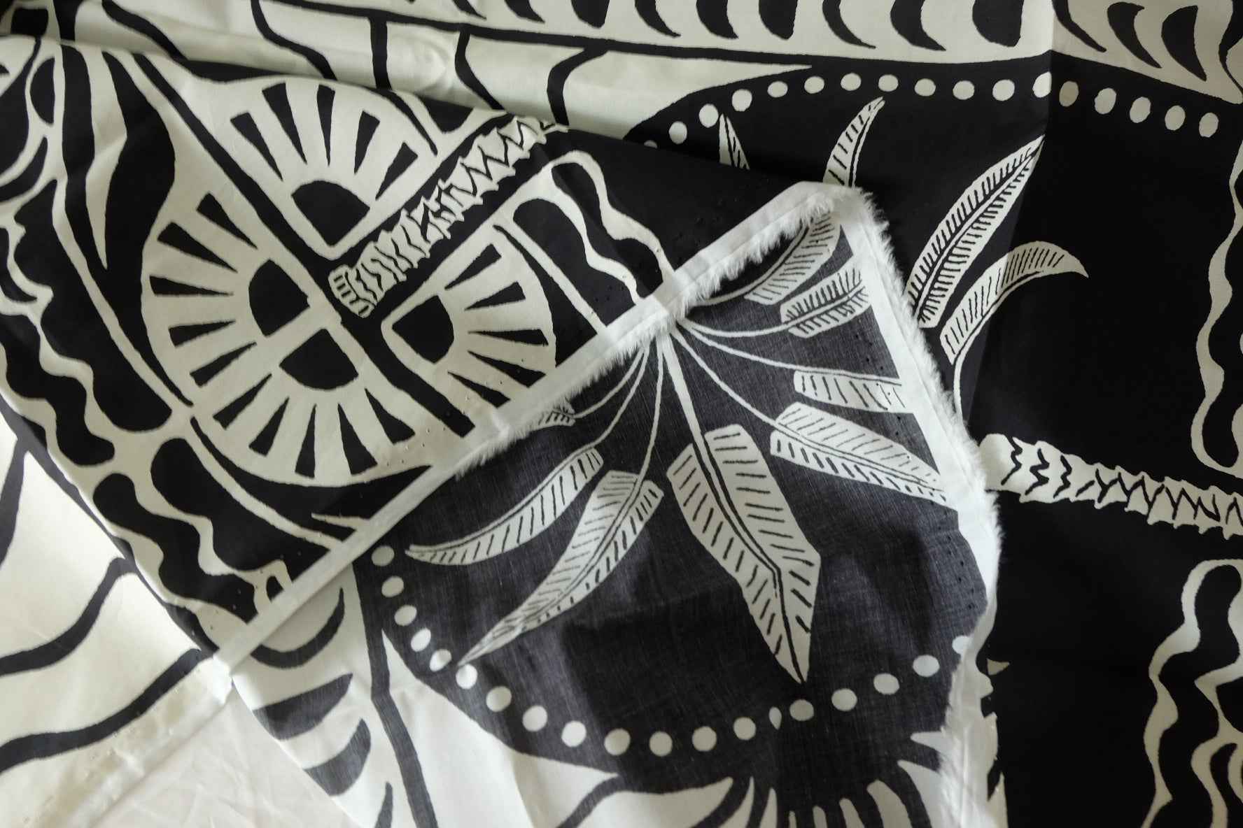 Black Tropical Border Cotton Poplin — 1.64 yd