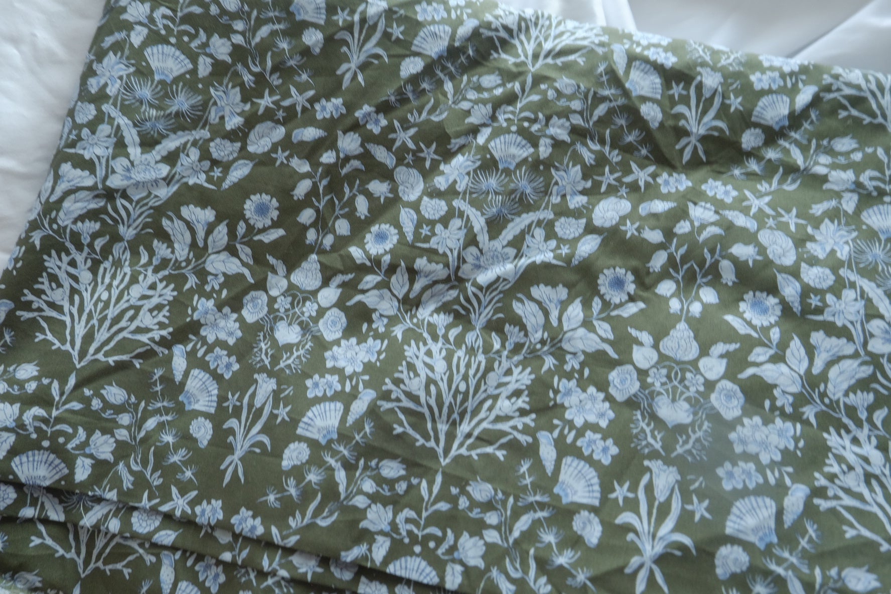 Olive Sea Garden Cotton Poplin Fabric - 4.48 yd