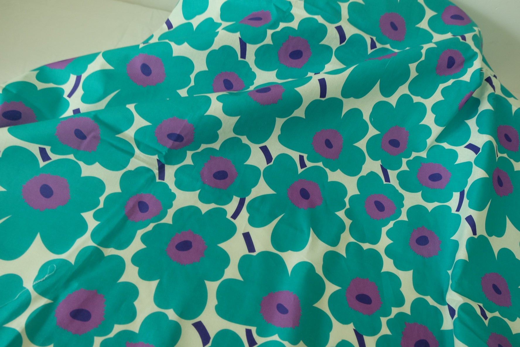 Teal Flower Cotton Fabric – 1.8 yd