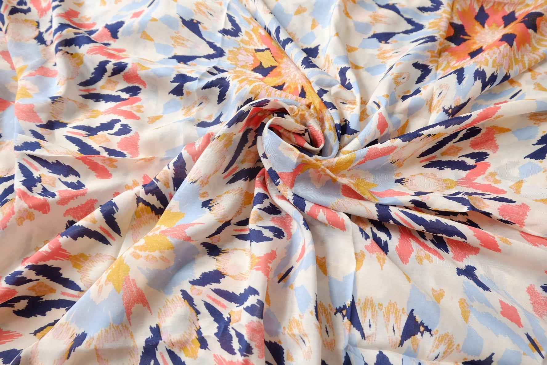 Kaleidoscope Floral Silky Rayon Fabric - 3.28 yd